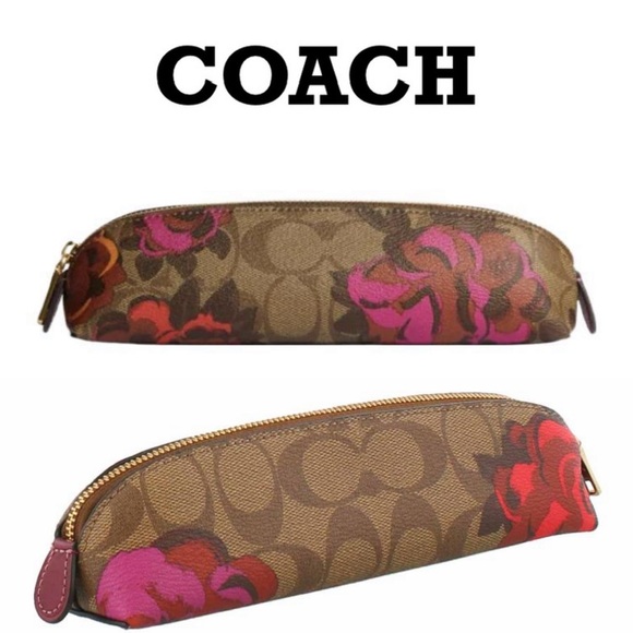 NEW Coach Jumbo Floral Khaki Multi Coated Canvas Pencil Case Makeup Bag - Picture 9 of 16